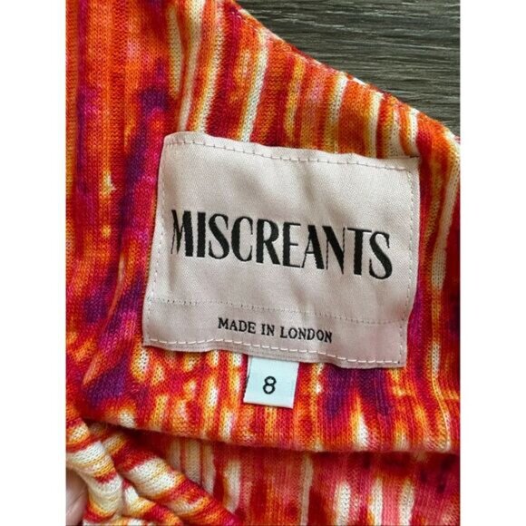 NWOT Miscreants London x Revolve Pink / Orange Printed One Shoulder Mini US 4 - Picture 4 of 4